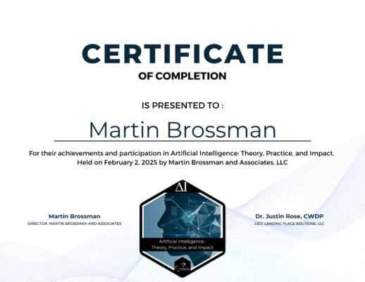 Certificate of completion for AI training.